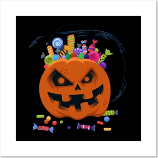 hand drawn flat halloween bag illustration Posters and Art